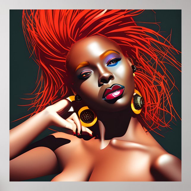 Rör inte mitt hair Black Melanin Afro Queen Krona Poster (Framsidan)