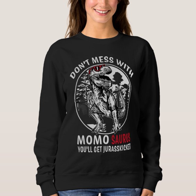 Rör inte Momo Saurus Jurasskicked   Mormor T Shirt (Framsida)