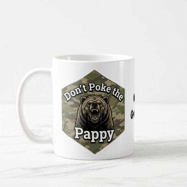 Rör inte Pappa Rolig Robust Grizzlybjörn Kaffemugg (Vänster)