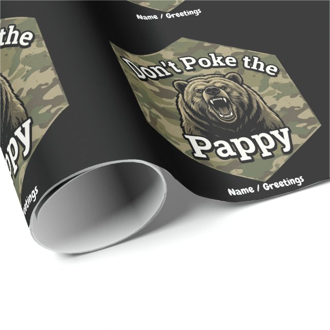Rör inte Pappa Rolig Robust Grizzlybjörn Presentpapper (Rullad Hörn)