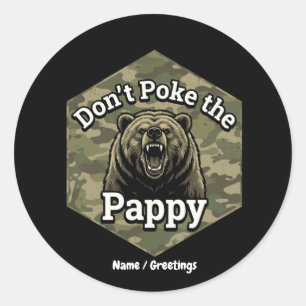Rör inte Pappa Rolig Robust Grizzlybjörn Runt Klistermärke
