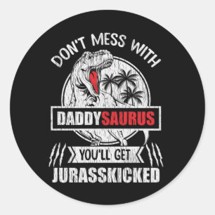 Rör Inte Pappa Saurus Dinosaurie Familj Pappa Runt Klistermärke