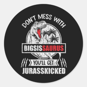 Rör inte stor syster Saurus dinosauriefamiljen Runt Klistermärke