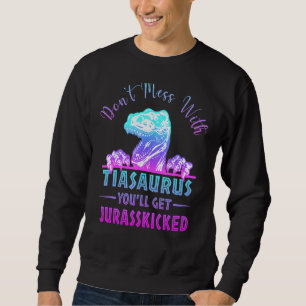 Rör inte Tiasaurus, du kommer att bli Jurasskickad Lång Ärmad Tröja