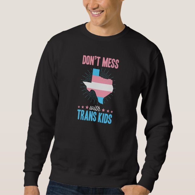 Rör Inte Transbarn Texas Hbtq Allierad Transg Lång Ärmad Tröja (Framsida)