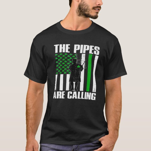Rör kallar St patricks day Bagpip T Shirt (Framsida)