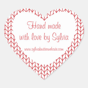 RÖR LINE STICKA Heart Shape "Hand Made"-fästen Hjärtformat Klistermärke