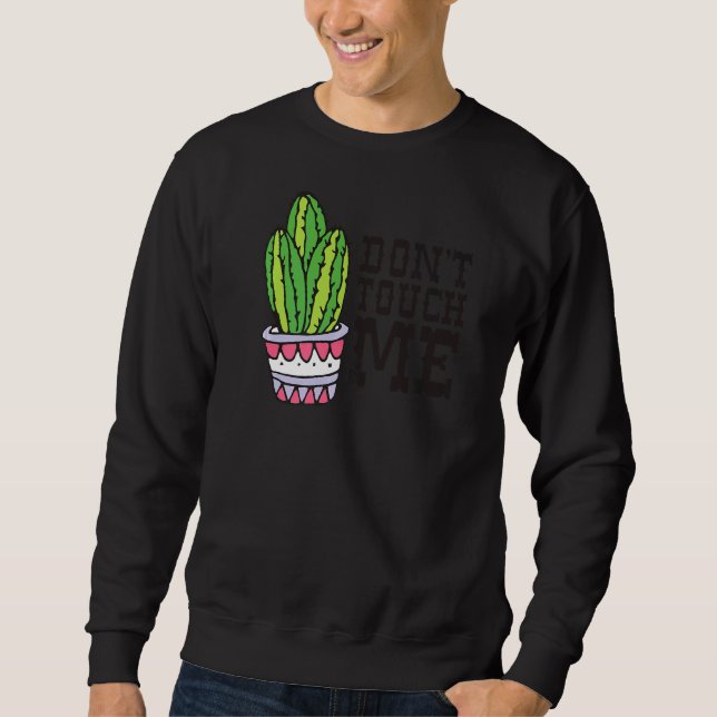 Rör mig inte kvinnor Manar Cactus Cute Plant Garde Lång Ärmad Tröja (Framsida)