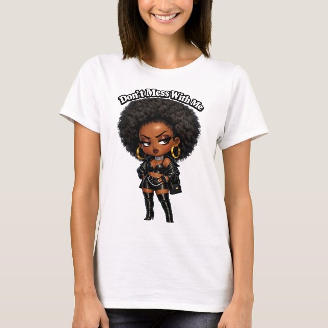 Rör Mig Inte - Sassy Afro Chibi Drottning T Shirt (Framsida)