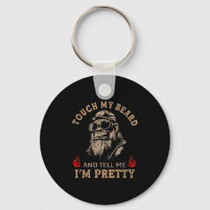 Rör mitt skägg och säg att jag är Söt Monkey Funny Nyckelring