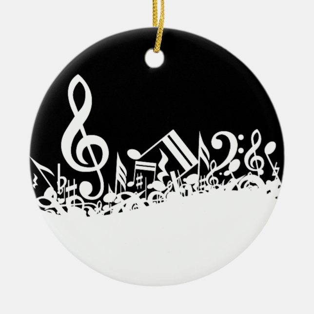 Röra av musikaliska symboler julgransprydnad keramik (Framsidan)