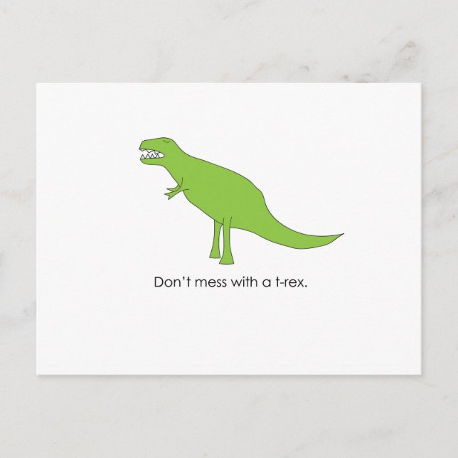 Röra inte med T-rex en rolig Dino fläktgåva Vykort (Framsida)