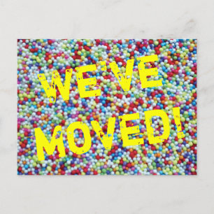 Röra vykort med färgrika godisstänk