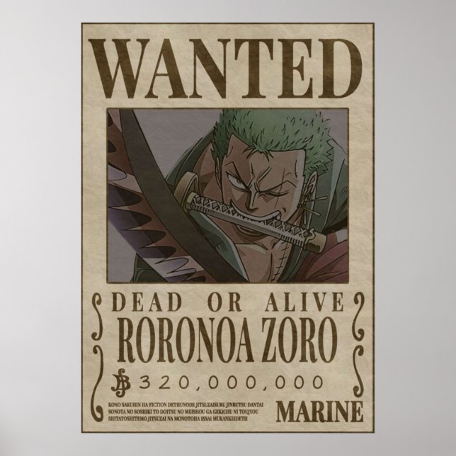 RORANORA ZORO One Biet ville Poster (Framsidan)