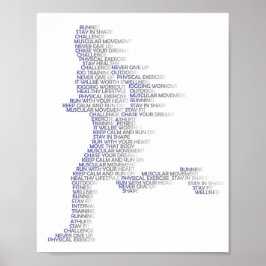 Rörelse av löpande man med hastighet i wordcloud. poster