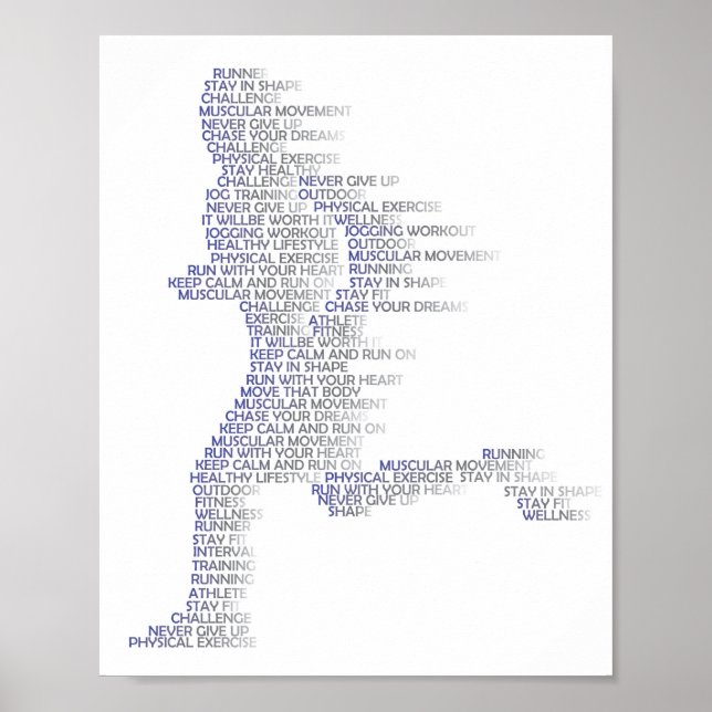 Rörelse av löpande man med hastighet i wordcloud. poster (Framsidan)