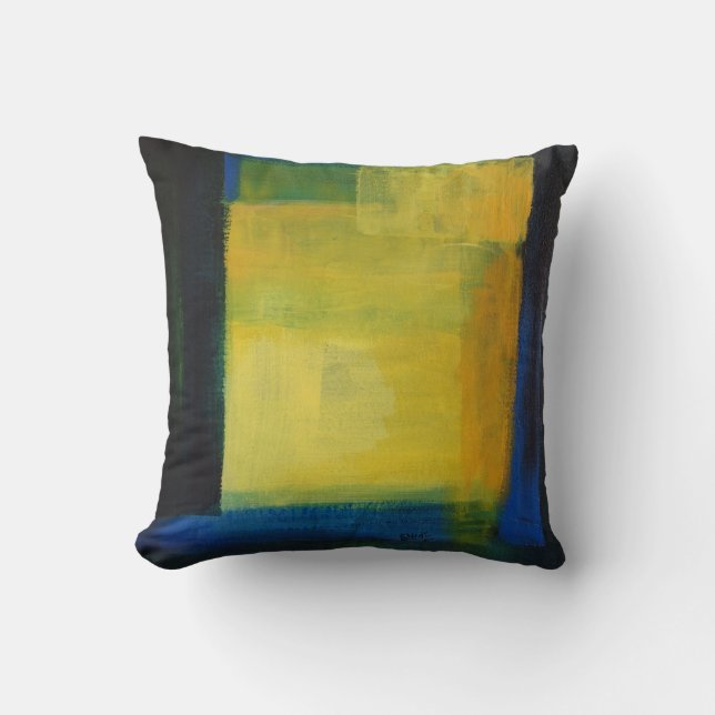 ""Rörelse" Blue- och Gult Throw Cushion Kudde (Framsida)