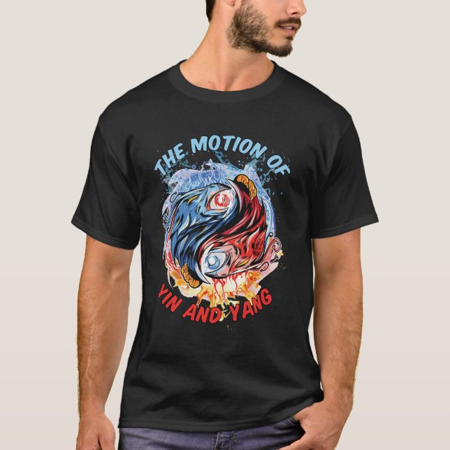 Rörelse i Yin och Yang Manar Black T Shirt (Framsida)