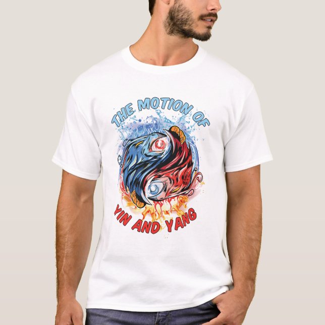 Rörelse i Yin och Yang Manar White T Shirt (Framsida)