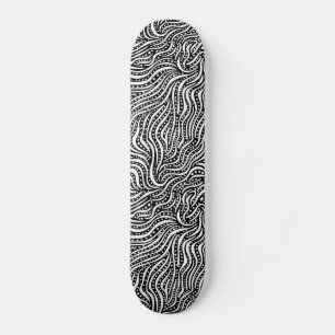 Rörelse på Vatten V2 - vit på svart Skateboard Bräda 20 Cm