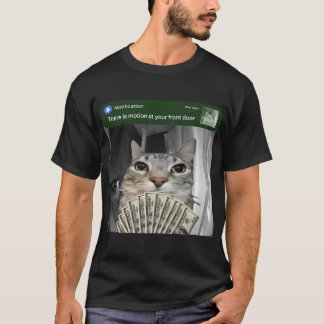 Rörelse Upptäckt Fram dörr Katt Meme T Shirt