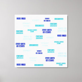 Rörelsecitat för Lycklig i färglös blåvit text Canvastryck