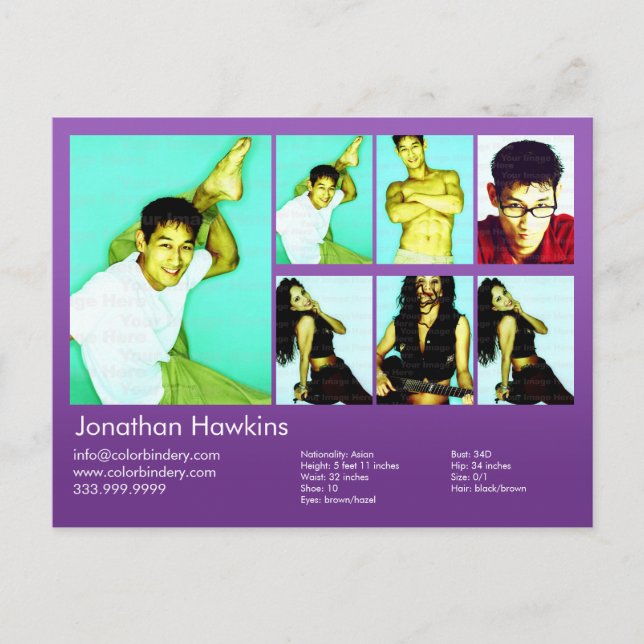 Rörelsereschemp för skådespelare och modeller vykort (Framsida)