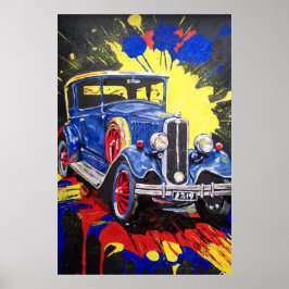 Rörlig, bil, vintage. poster