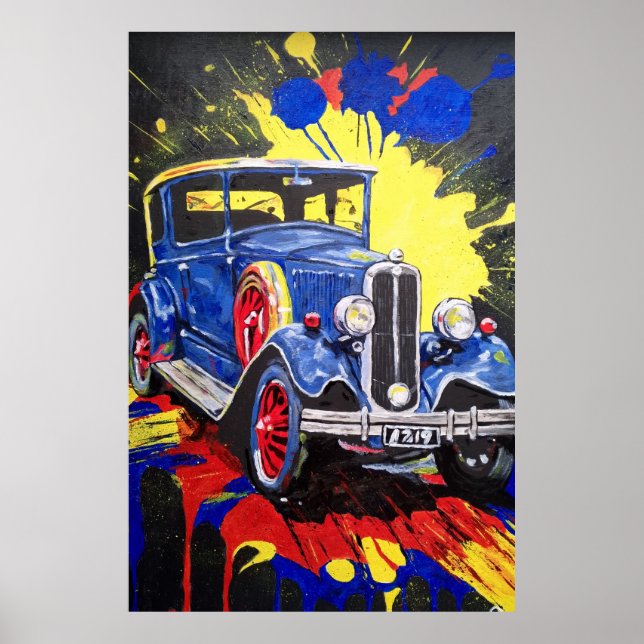 Rörlig, bil, vintage. poster (Framsidan)