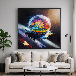 Rörlig Glob - Abstrakt Kosmisk Konststil Poster