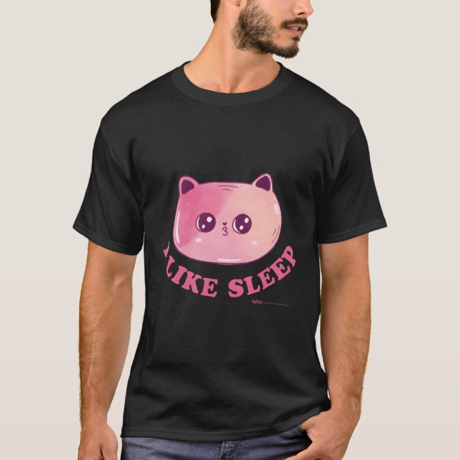 Rörlig katt jag gillar viloläge t shirt (Framsida)