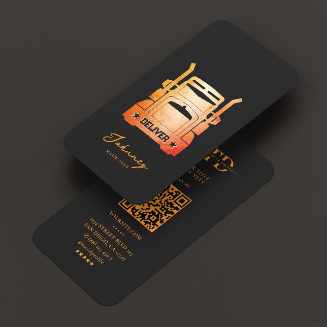 Rörlig logistik lastbilschaufför orange svart visitkort (Moving Logistic Truck Driver Orange Black Business Card
)