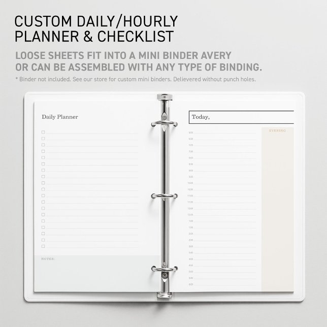 Rörlig Notarie Juridik Grå Guld Planerare Mini Rin Brevpapper (Editable Mini Binder Planner Insert Daily Undated Schedule Sheet for flexible Time Management Tool.)