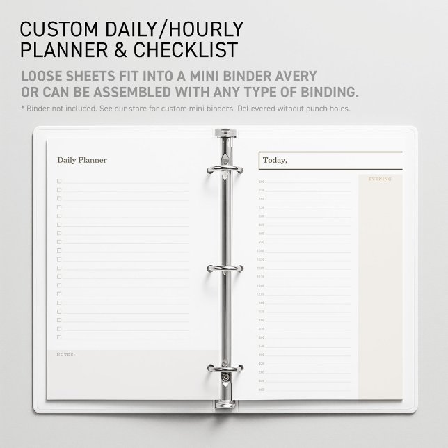 Rörlig Notarie Juridisk Khaki Guld Planerare Mini  Brevpapper (Editable Mini Binder Planner Insert Daily Undated Schedule Sheet for flexible Time Management Tool.)