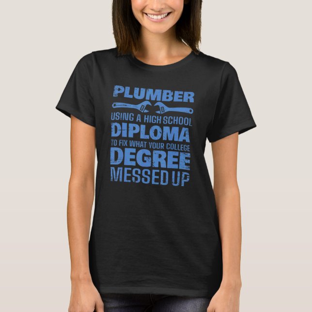 Rörmokare För manar kvinnor Pipefitter Pipe Plumbe T Shirt (Framsida)