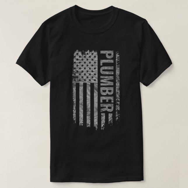 Rörmokare USA Flagga Distressed design T Shirt (Design framsida)