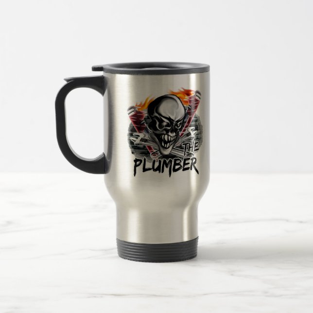Rörmokareskalletravel mug: "Rörmokaren ", Resemugg (Vänster)