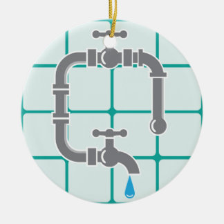 Rörmokeri leda i rör julgransprydnad keramik