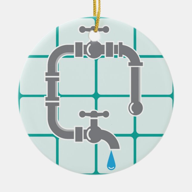 Rörmokeri leda i rör julgransprydnad keramik (Framsidan)