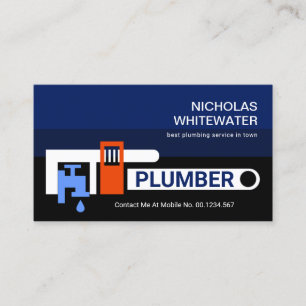 Rörning av Pipe Wrench Blue Vatten Visitkort