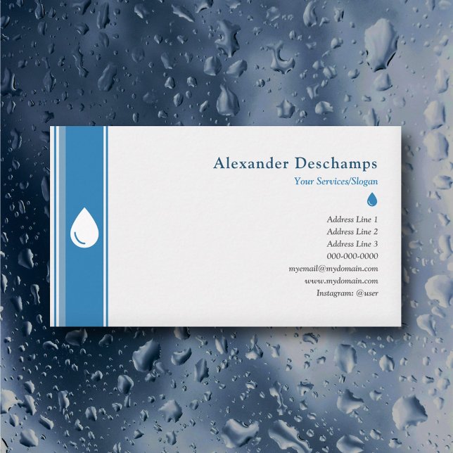 Rörning eller Städning i hus - Vatten Drop Visitkort (Plumbing or House Cleaning - Water Drop Business Card)