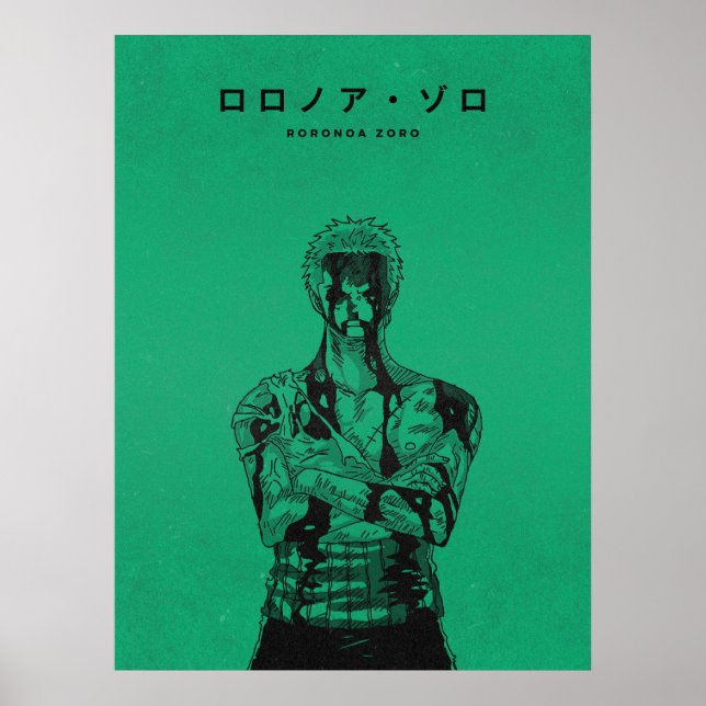 Roronoa Zoro Grön Manga Stil Poster (Framsidan)