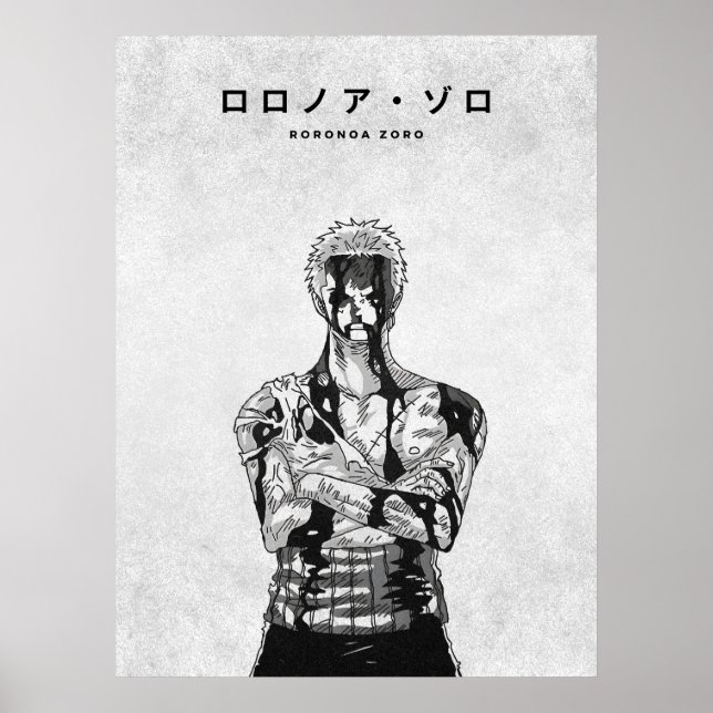 Roronoa Zoro One Piece Minimalist Manga Poster (Framsidan)