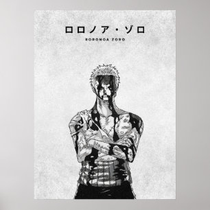Roronoa Zoro One Piece Minimalistisk Manga Poster