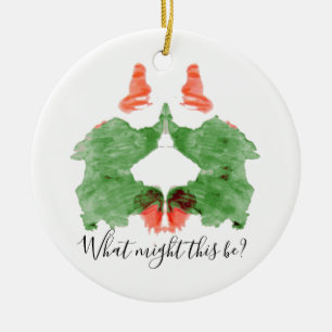 Rorschach Inkblot Santa's Elves Julgransprydnad Keramik