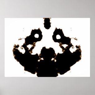 Rorschach test av ett Bläck-kort på vitt Poster