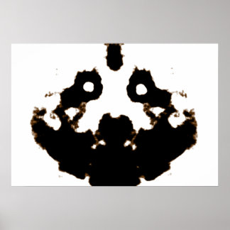 Rorschach test av ett Bläck-kort på vitt Poster