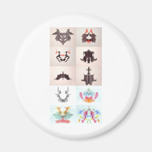 Rorschach Test Bläck blockerar alla 10 Tallrikar 1 Magnet