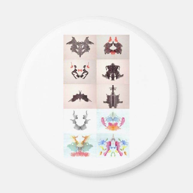 Rorschach Test Bläck blockerar alla 10 Tallrikar 1 Magnet (Framsidan)