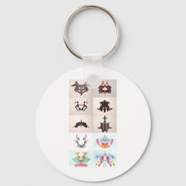 Rorschach Test Bläck blockerar alla 10 Tallrikar 1 Nyckelring (Framsida)